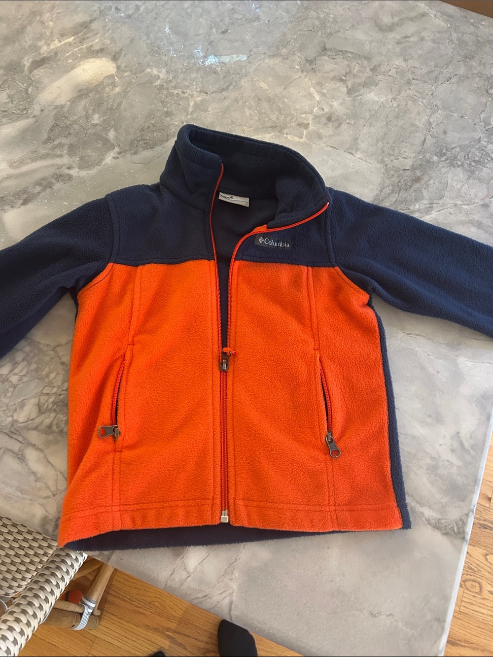 Kids Columbia Kids Orange and Navy Full-Zip Fleece Jacket